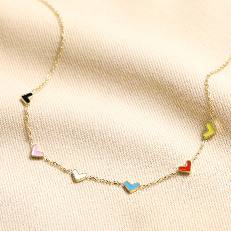 Tiny Heart Enamel Gold Necklace