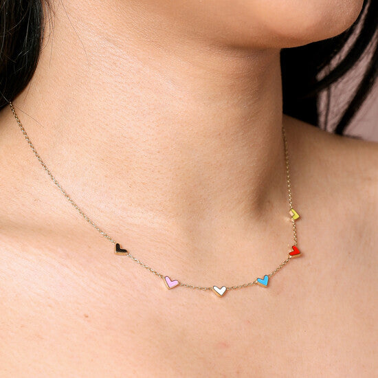 Tiny Heart Enamel Gold Necklace