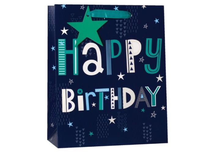 Happy Birthday Blue Medium Gift Bag