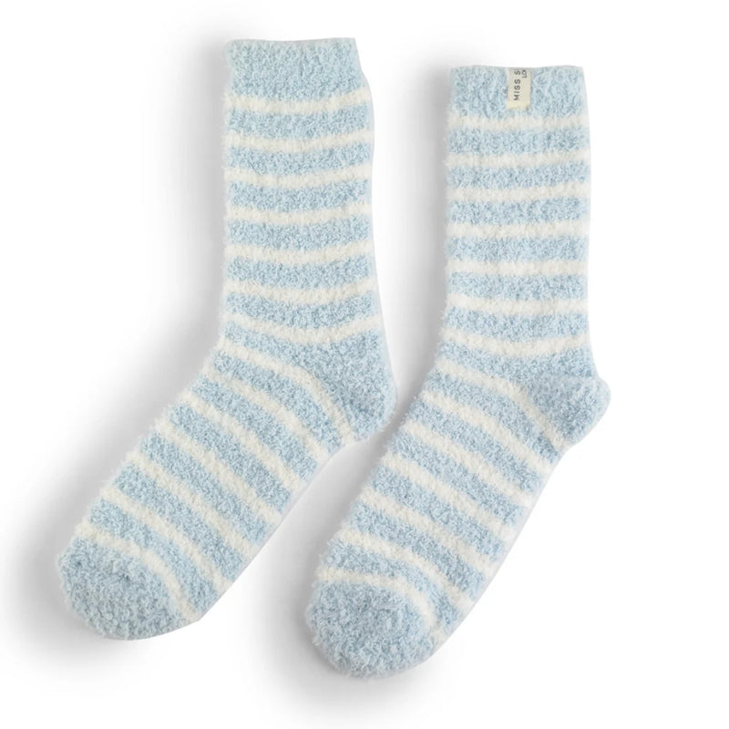 Sky Blue Stripes Fluffy Socks