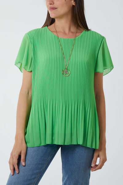 Pam Pleated Capped Sleeve Blouse - More Colours Available