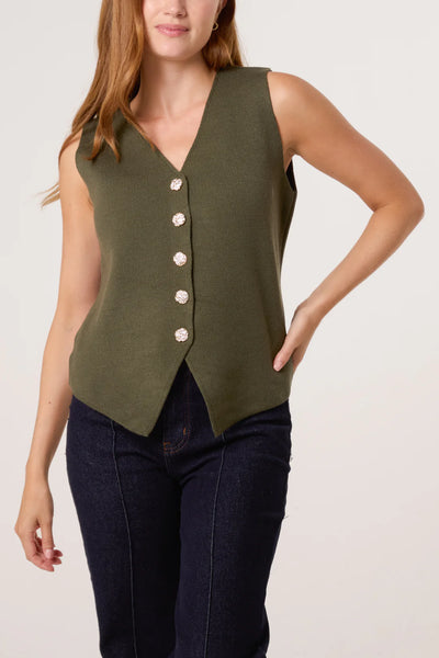 Brooke Gold Button Waistcoat - More Colours Available