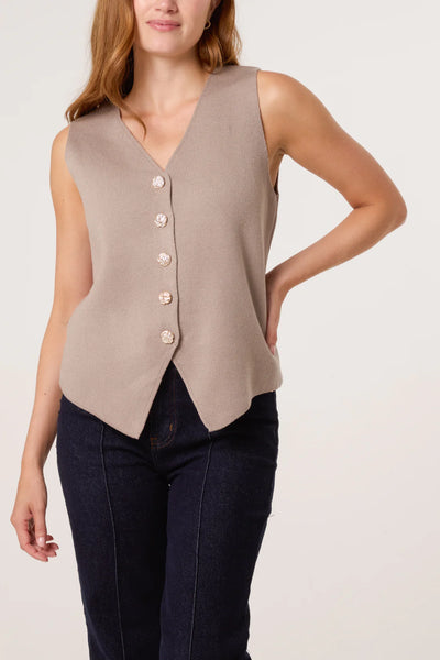 Brooke Gold Button Waistcoat - More Colours Available