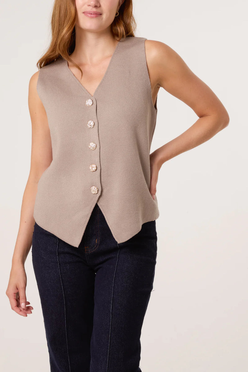 Brooke Gold Button Waistcoat - More Colours Available