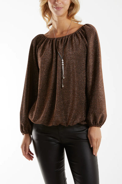 Beatrice Glitter Round Neck Top