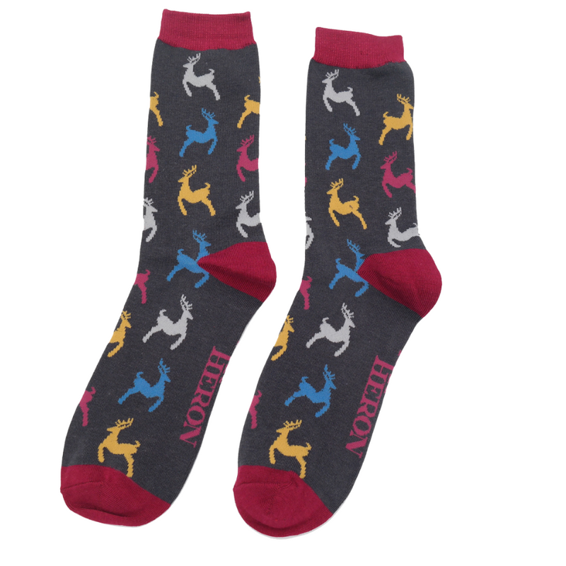 Leaping Deer Grey Bamboo Socks