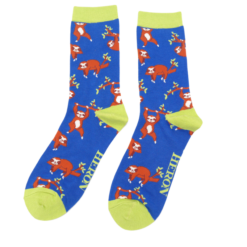 Sloths Blue Bamboo Socks