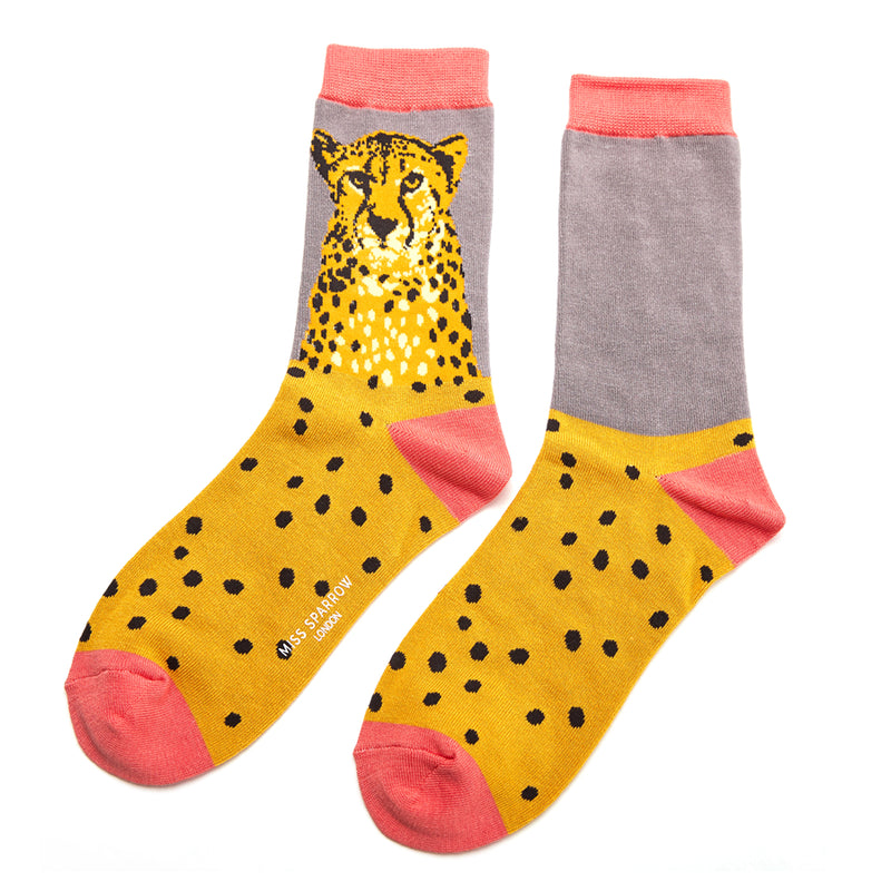 Wild Cheetah Grey Bamboo Socks