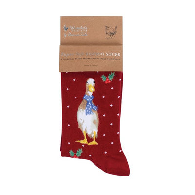 'Christmas Scarves' Duck Bamboo Socks
