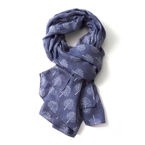 Navy Mulberry Trees Scarf