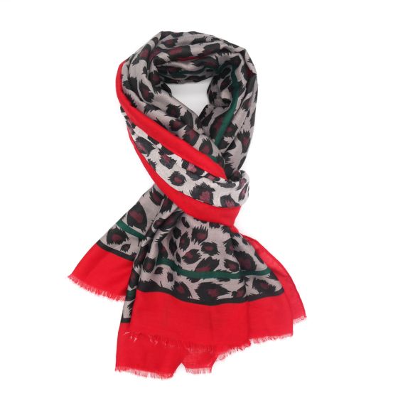 Red & Green Leopard Scarf