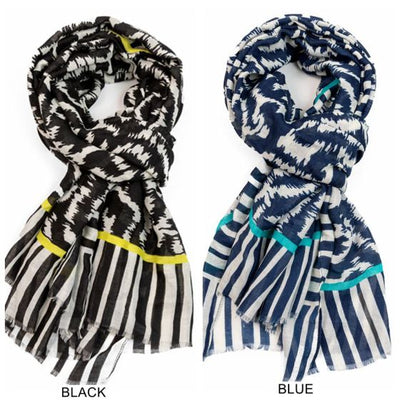 Black & Lime Geo Blur Scarf