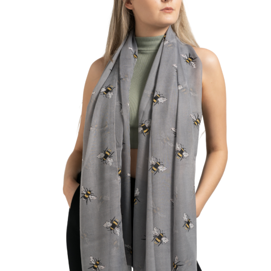 Grey Busy Bees Scarf