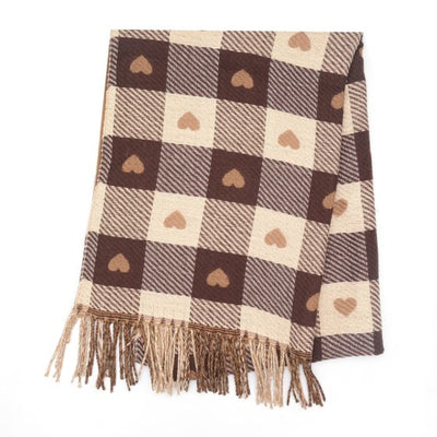 Brown Hearts Winter Scarf