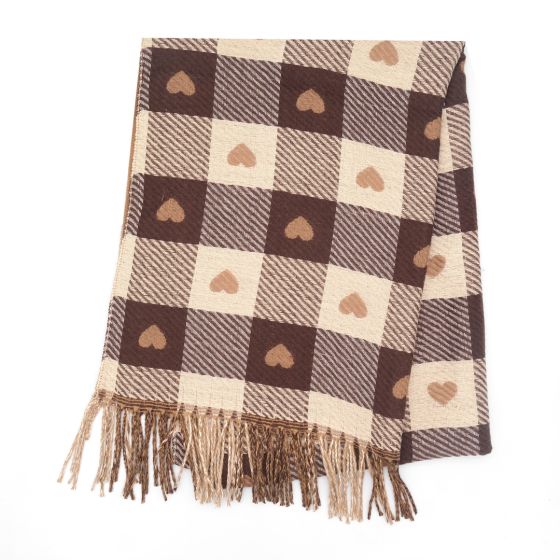 Brown Hearts Winter Scarf