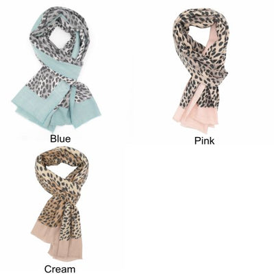 Cream Soft Leopard Print Winter Scarf