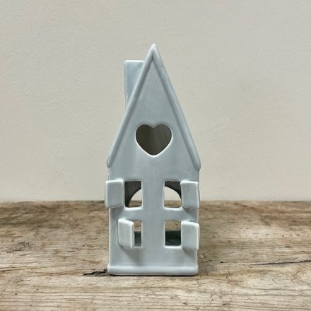 Dainty Grey House Tea Light Holder