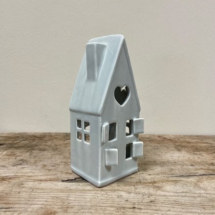 Dainty Grey House Tea Light Holder