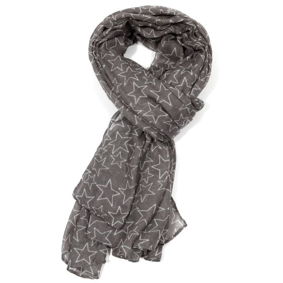 Grey Cut Out Stars Scarf