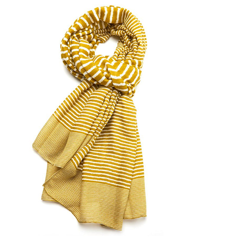 Mustard/Green Cross Stripes Scarf