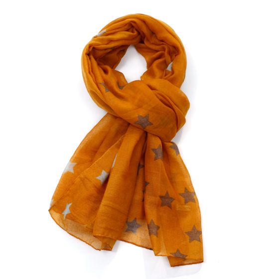 Mustard Stars Stripes Scarf