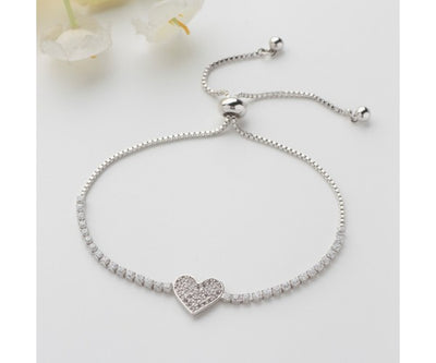 Block Heart Diamond Adjustable Bracelet