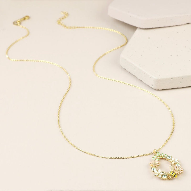 Flower & Bee Droplet Necklace