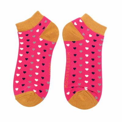 Hearts Bamboo Trainer Socks Hot Pink