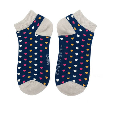 Hearts Bamboo Trainer Socks Navy