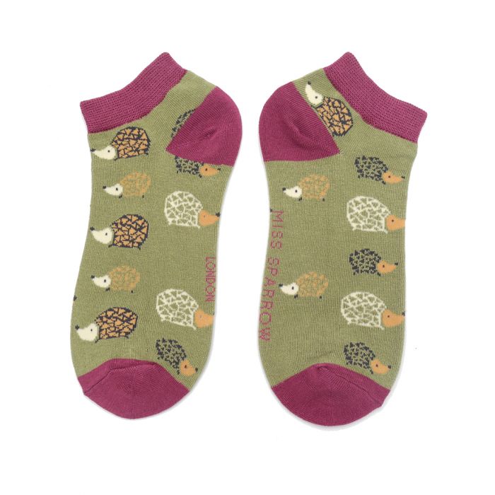 Hedgehog Bamboo Trainer Socks Olive