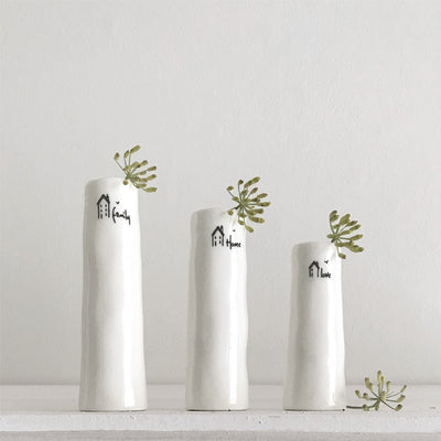 Family, Home, Love Trio of Bud Vases