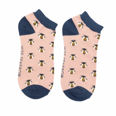 Honey Bee Bamboo Trainer Socks Dusky Pink