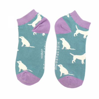 Labradors Bamboo Trainer Socks Blue