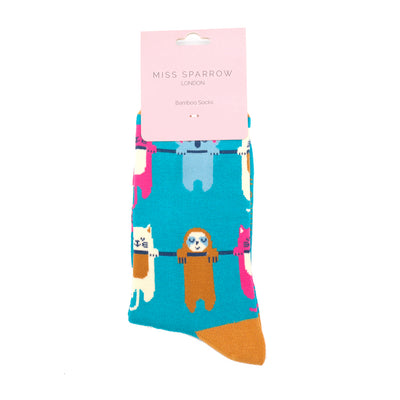 Hang In There Bamboo Socks Teal