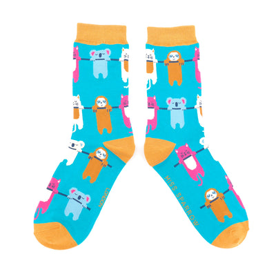 Hang In There Bamboo Socks Teal