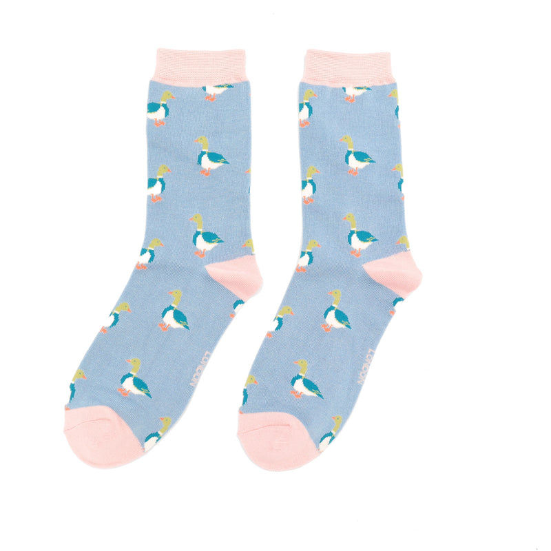 Mallard Ducks Bamboo Socks Blue
