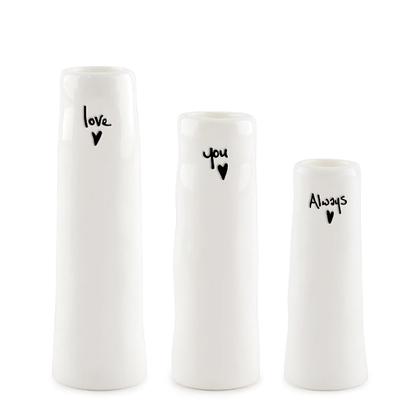 Love You Always Trio of Bud Vases
