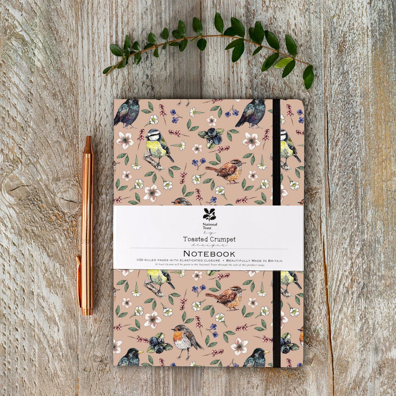 Garden Birds A5 Pink Lined Notebook