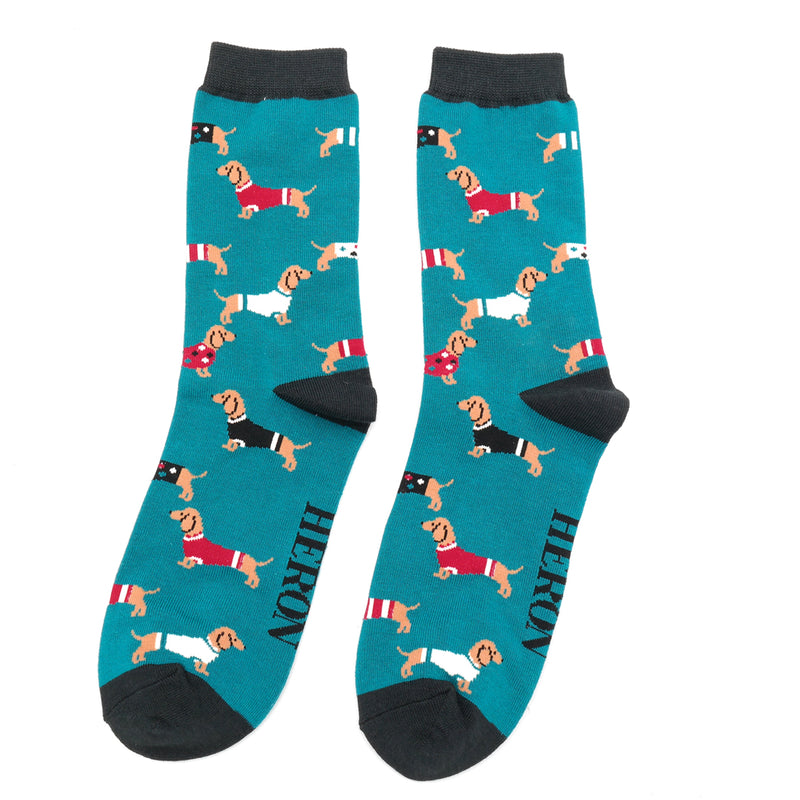 Pups In Coats Teal Bamboo Socks