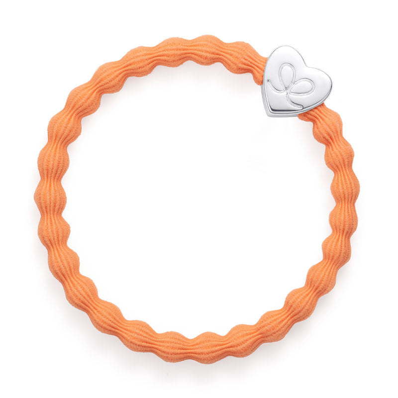 Neon Orange Silver Heart Hairband