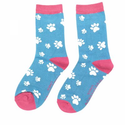 Paw Print Denim Bamboo Socks