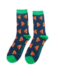 Pizza Navy Bamboo Socks