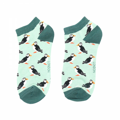 Puffin Bamboo Trainer Socks Mint