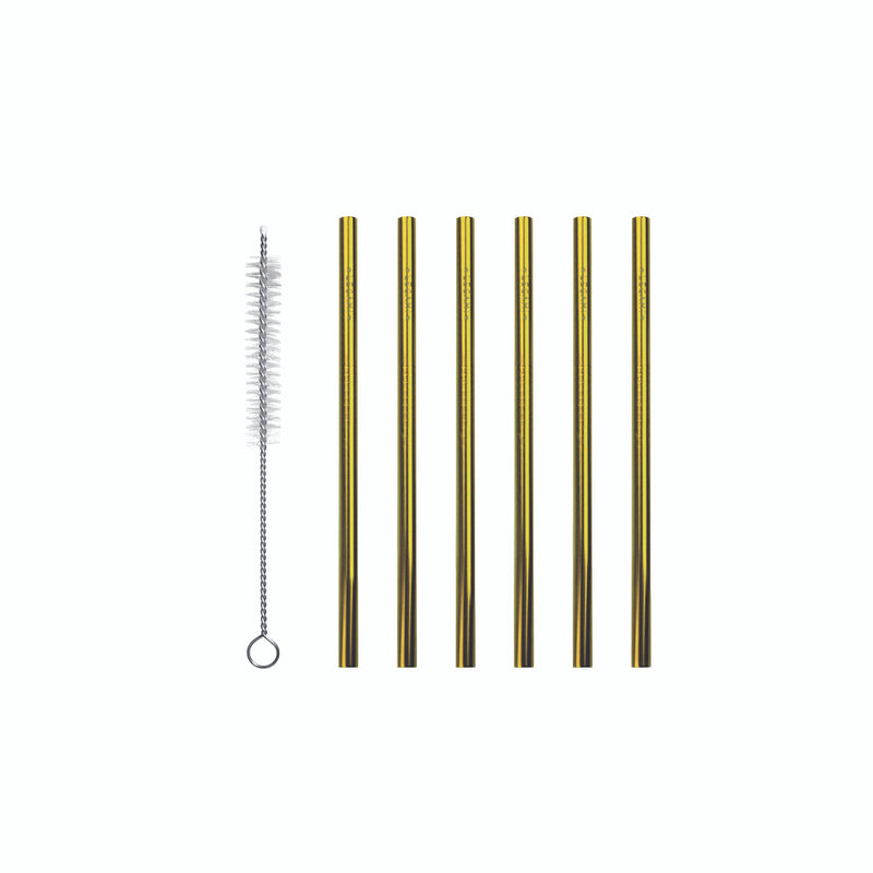 Set Of Six Stainless Steel Straws