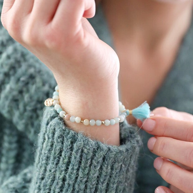 Semi-Precious Stone Bead Bracelet in Pastel Blue