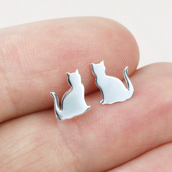 Sterling Silver Cat Earrings