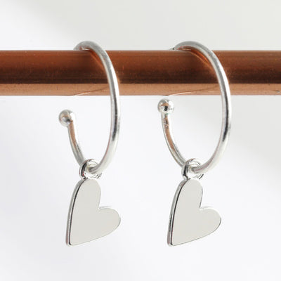 Sterling Silver Falling Heart Earrings