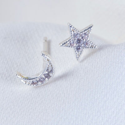 Sterling Silver Moon & Star Earrings