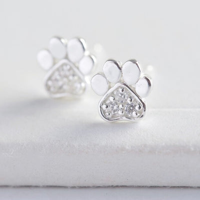 Sterling Silver Paw Print Earrings