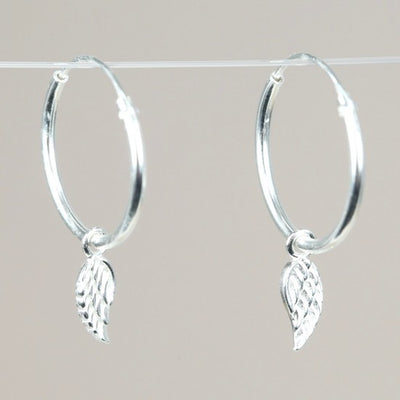 Sterling Silver Wing Hoop Earrings